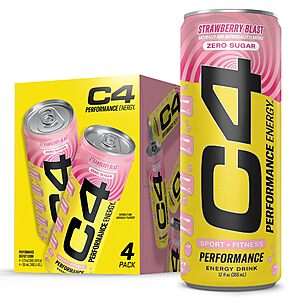 4-Pack 12-Oz C4 Performance Energy Carbonated Drink (Strawberry Blast) $3.78 w/ S&S + Free Shipping w/ Prime or on orders over $35