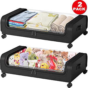 WLRETMCI 2 Pack Under Bed Storage with Wheels(31.1 x 17.32 x 6.7 inches) $20.99 + Free S&H w/ Walmart+ or $35+