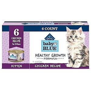 [SnS, AC] $2.17 | Blue Buffalo Baby Blue Natural Kitten Wet Cat Food, 3-oz. Cans (6 Count) at Amazon
