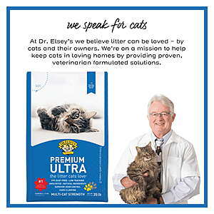 $15.97 WALMART Dr. Elsey's Premium Ultra Unscented Clumping Clay Cat Litter 35 lb. Bag