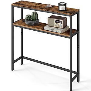 VASAGLE 2-Tier Narrow Console Table – Rustic Brown & Black(7.9"D x 31.5"W x 31.5"H) $30.38 + Free S&H w/ Prime or $35+