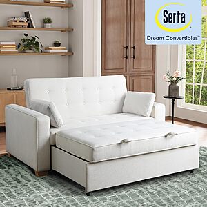 Serta® Ainsley Convertible Loveseat Sleeper Sofa – 3-in-1 Loveseat, Lounger & Queen-Size Sofa Bed, Pull-Out Sleeper Couch with DreamCoils®, Easy Assembly, Oyster Fabric $618.96