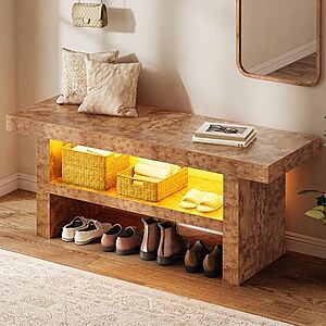 $45.92* | DWVO 39.4" Entryway Bench w/ Motion-Sensing Warm LED Light at Amazon