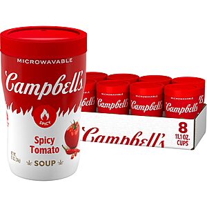 [S&S]8 Pack Campbell's Sipping Soup, Spicy Tomato Soup, 11.1 oz Microwavable Cup $9.54 + Free S&H w/ Prime or $35+