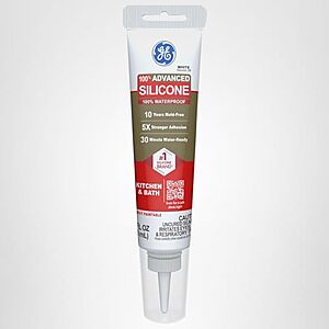 $5.99* | 2.8-Oz GE Advanced 100% Silicone Caulk for Kitchen & Bathroom (White) at Amazon