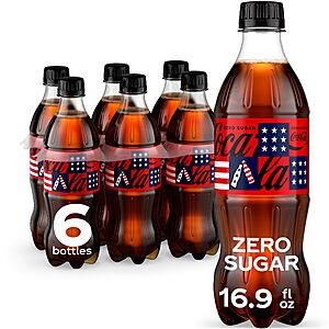 40% off - Coca-Cola Zero Sugar Soda Soft Drink Bottles, 16.9 fl oz, 6 Pack for $2.99 each before tax