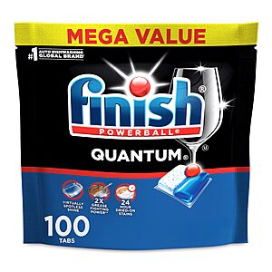 Finish Quantum Dishwasher Pods, No Pre-Rinse Dishwasher Detergent Soap Removes 24HR Dried-On Stain and Grease, Leaving a Virtually Spotless Shine, 100 Count $17.23