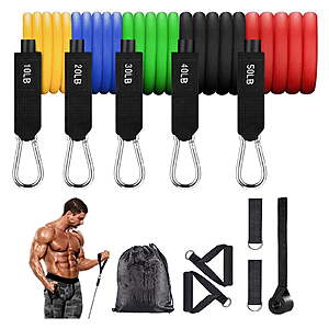 150-Pound Resistance Bands Set w/ Handles, Door Anchor & Ankle Straps $12.91 + Free Shipping w/ Walmart+ or on $35+