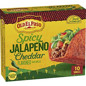 [S&S]10 Ct 5.4 oz Old El Paso Spicy Jalapeno Cheddar Flavored Stand 'N Stuff Taco Shells, Gluten Free $2.27 + Free S&H w/ Prime or $35+