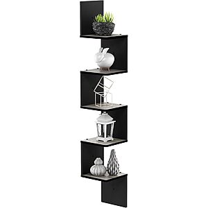 Furinno ROSSI 5-Tier Corner Floating Wall Shelf (French Oak) $13.78 + Free Shipping