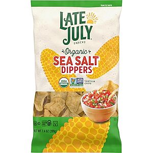[AC] $20.03* | 7 × 7.4-Oz Late July Sea Salt Dippers Organic Tortilla Chips (White Corn) ($2.86 each) at Amazon