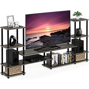 Furinno Turn-N-Tube 78" 9-Tier TV Stand w/ Open Shelves & Side Towers (French Oak) $36.99 + Free Shipping