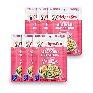 Chicken of the Sea Alaskan Pink Salmon in Water, 2.5 Ounce Salmon Packet, 6-Count High Protein Skinless, Boneless Wild Caught Salmon~$4.27 After Coupon & S&S @ Amazon
