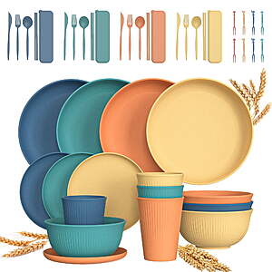 GPED 48 Pcs Wheat Straw Dinnerware Sets For 4(Multicolor) $17.49 + Free S&H w/ Walmart+ or $35+