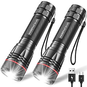 Prime Members: (2-Pack) WdtPro Rechargeable Flashlights 1000 Lumens, IP65, 10H Long Lasting (Battery Included) $8.79