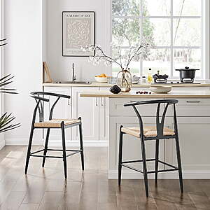 2 Pack Better Homes & Gardens Springwood Wishbone Metal Counter Bar Stool (Black) $98.54 + Free S&H at Walmart