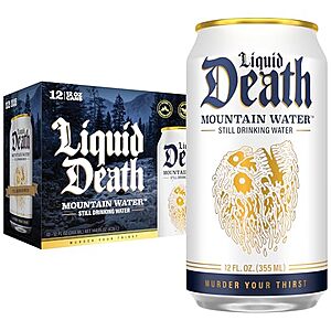 [SnS, AC] $6.47 | 12-Pack 12-Oz Liquid Death Still Mountain Water at Amazon (53.9￠ each)