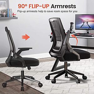 $54 Shipped AMAZON GTPLAYER Ergonomic Office Chair with Flip-up Armrests Executive Computer Chair for Home Office, Breathable Mesh & Comfy Lumbar Support, Black