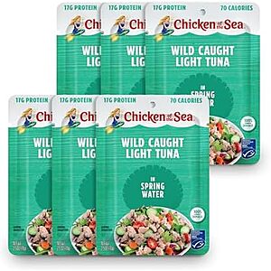 6-Pack 2.5-Ounce Chicken of the Sea Wild Caught Light Tuna in Spring Water Pouches $3.30 w/ S&S + Free Shipping w/ Prime or on $35+