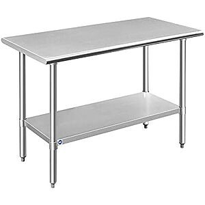$85.28* | Rockpoint 48''x24'' Stainless Steel Prep Table w/ Adjustable Under Shelf at Amazon