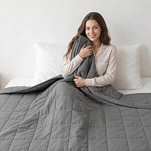 $24.98* | 60" x 80" XVCA 15-Pound Weighted Blanket w/ Glass Beads (Gray) at Amazon