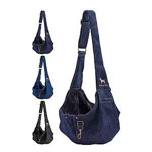 Noah & Paw Dog Sling Carrier for Small Dogs & Cats 5-18lb w/ Adjustable Padded Strap (Dark Blue) $21.10 $21.20 + Free Shipping w/ Prime or on $35+
