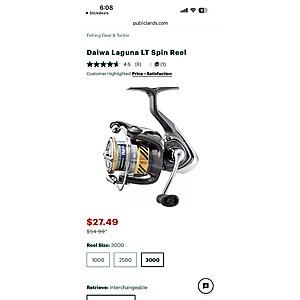Daiwa Laguna LT spinning reel $27.99