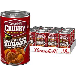 12-Pack 18.8-Oz Campbell's Chunky Texas-Style BBQ Burger Soup $12.90 ($1.08 Ea) w/ S&S + Free Shipping w/ Prime or on $35+