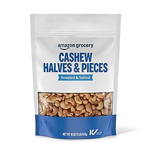 [SnS, AC] $4.41* | 16-Oz Happy Belly Salted Cashew Halves & Pieces at Amazon