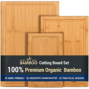 3-Piece Hiware Bamboo Cutting Board Set w/ Juice Groove $9.99 + Free Shipping w/ Prime or on $35+