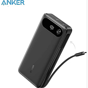 Anker Power Bank, 20,000mAh Portable Charger with Built-in USB-C Cable, 87W Max Fast Charging Battery Pack $48.99