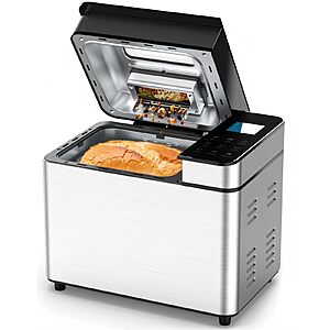 25-IN-1 Automatic Bread Machine | 2lb Size with Visible Lid, Auto Nut Dispenser, One-Touch Display, 13-Hour Delay Timer & Recipes $149.99