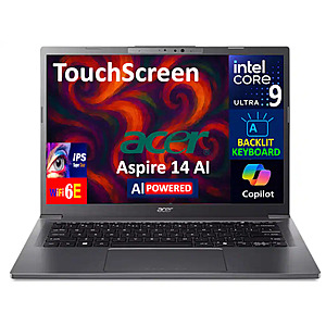 Acer - Refurbished Excellent - Aspire Laptop (Ultra 9-288V, 32GB, 1TB PCIe SSD, 14.0 Touch WUXGA (1920x1200), Intel Arc 140V, Win 11 Home) - Steel Gray $699