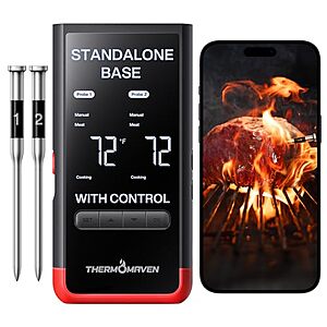 [AC] $49.99* | ThermoMaven P2 Smart Bluetooth Wireless Wi-Fi Meat Thermometer w/ 2 Probes at Amazon