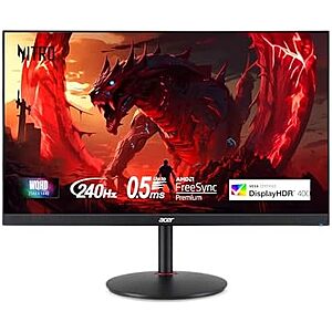 $179.99* | Acer Nitro 27" 2560x1440 QHD 240Hz IPS Gaming Monitor w/ FreeSync Premium & DisplayHDR 400 at Amazon