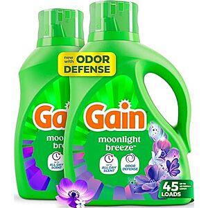 [SnS, AC] $33.59 | 4 × 2-Pack 50-Oz Gain Liquid Laundry Detergent with Odor Defense (Moonlight Breeze) ($8.40 each) at Amazon
