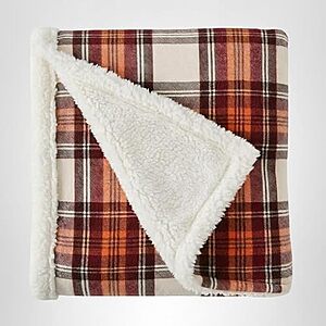 $7.70* | 60" x 50" Eddie Bauer Reversible Sherpa Fleece Throw Blanket (Edgewood Red) at Amazon