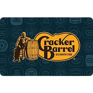 $50 Cracker Barrel eGift Card, $42.50 + 4X fuel points, Kroger Gift Cards