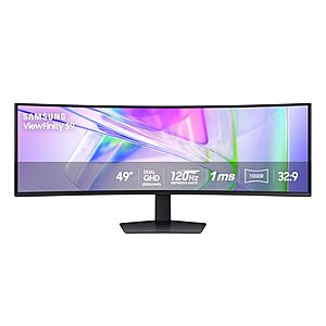Samsung 49” Business Curved Ultrawide Dual QHD Computer Monitor, USB-C, DisplayPort, HDMI, 120Hz, VESA DisplayHDR 400, Built-in Speakers $799.99