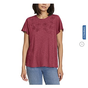 Ella Moss Women's Short Sleeve Embroidered Top $11.99 Dark Pink, Blue, White and Black Free Shipping Costco.com