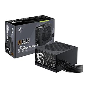 MSI MAG A750BN PCIE5 III, Non Modular Gaming 750W Power Supply, 80+ Bronze $59.70 + Free S&H at Amazon
