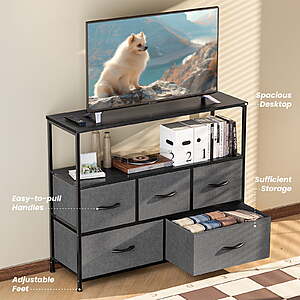$33.78-38 FS WALMART+ or $35 via  CONCETTA TV Stand with 5 Drawer Dresser for Bedroom, Dorm, Storage Cabinet with 55 Inch TV Stand for Living Room, White