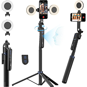 Selfie Stick Auto Face Tracking Tripod 360 Rotation,70.9” Phone Tripod for iPhone w/Fill Light $23.99 @Amazon