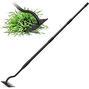 27"-56" LLarguest Adjustable Handle 4 Tine Weeding Rake  $9.99 + Free Shipping w/ Prime or on $35+