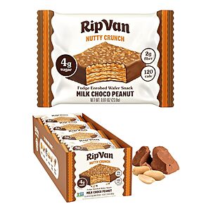 16-Count Rip Van Wafels Nutty Crunch Wafer Snacks (Milk Choco PB or Dark Choco PB) $9.10 w/ S&S + Free Shipping w/ Prime or on $35+