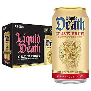 12-Pack 12-Ounce Liquid Death Soda-Flavored Sparkling Water (Various Flavors) $7.16 w/ S&S + Free Shipping w/ Prime or on $35+