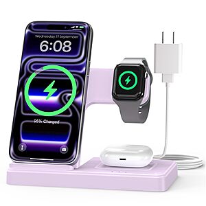 GETPALS 3-in-1 Wireless Charger Stand for iPhone, Apple Watch & AirPods - $11.98
