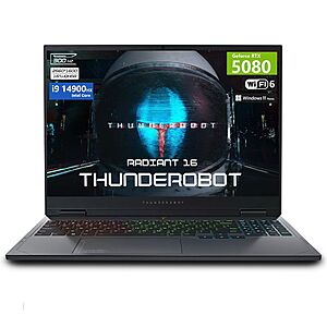 THUNDEROBOT Radiant 16: 16" 2560x1600 300Hz, i9-14900HX, RTX 5080, 64GB DDR5, 2TB PCIe SSD $2458.99