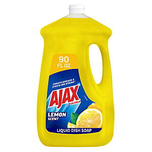 $5.97: Ajax Ultra Liquid Dish Soap Lemon Scent, Super Degreaser, 90 fl oz Bottle + $1.25 Walmart Cash
