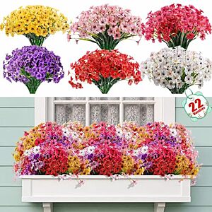 22-Bundle Artificial Indoor/Outdoor Silk Flowers (Multi-Color) $10.99 + Free Shipping w/ Prime or on $35+